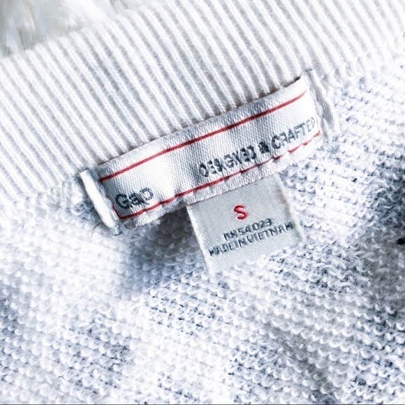 Gap Animal Print Sweater White Crew Neck  sz Med - Picture 3 of 4